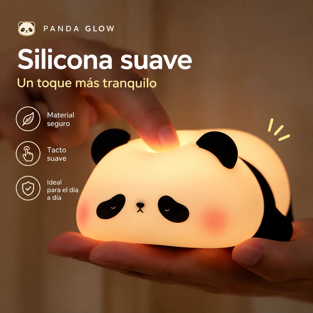 El Panda Glow tumbado en la palma de la mano, encendiéndose con una palmadita